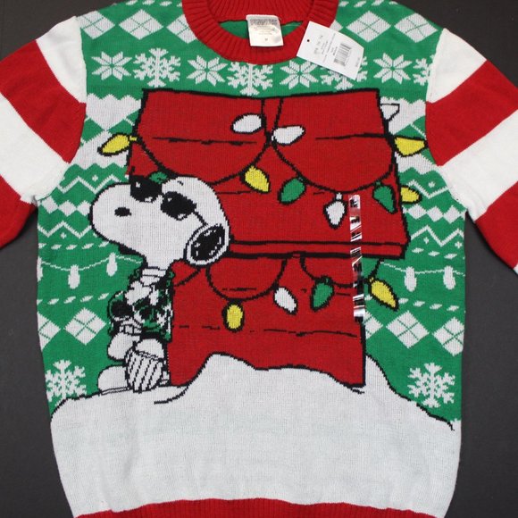 Peanuts Sweaters Peanuts Snoopy Christmas Lights Tacky Sweater M